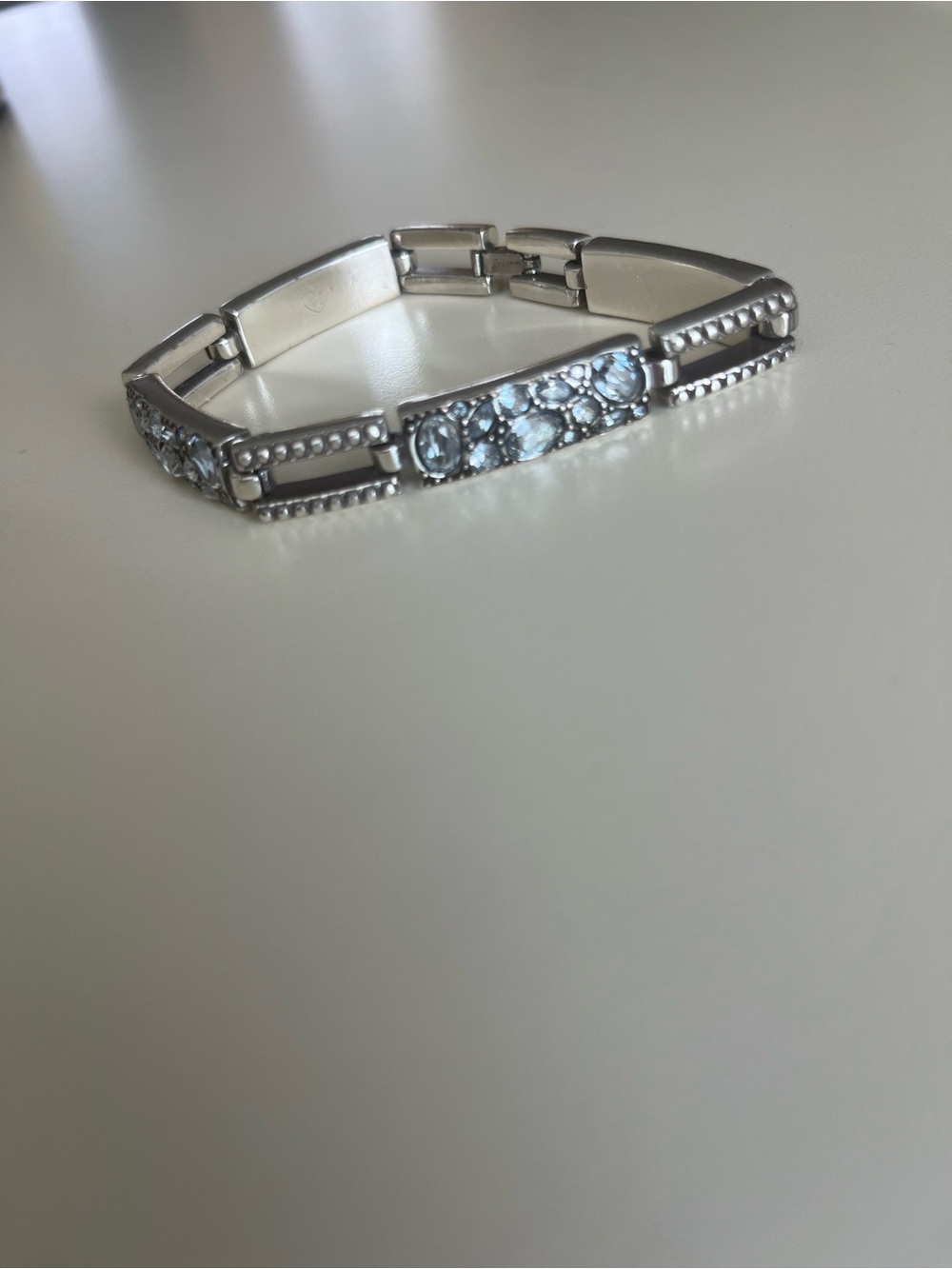 Brighton, Trust Your Journey, Blue Aqua Crystal Silver Link Bracelet